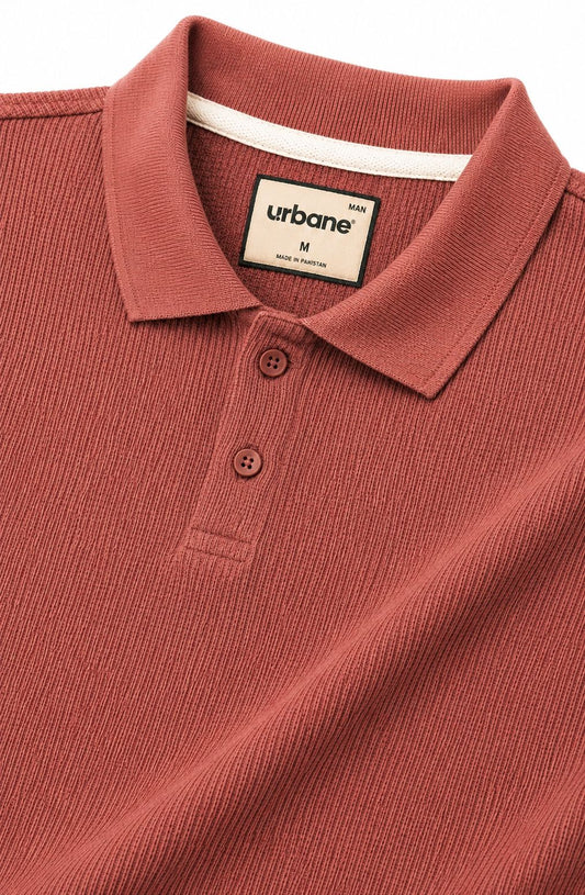 Dark Brown Textured Polo