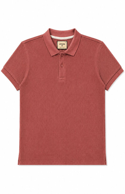 Dark Brown Textured Polo