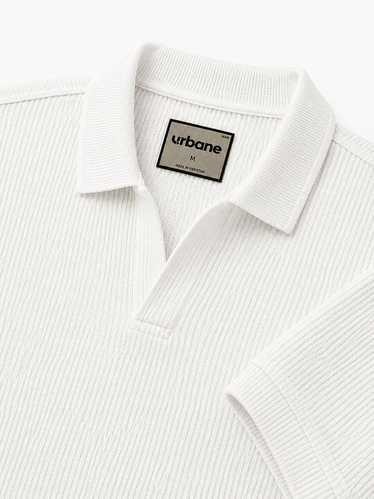 White Textured Polo