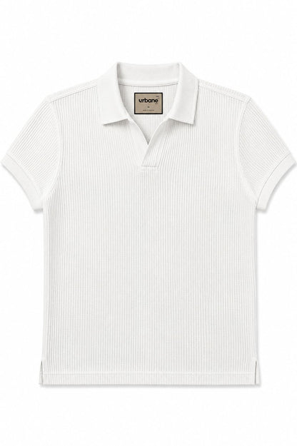 White Textured Polo
