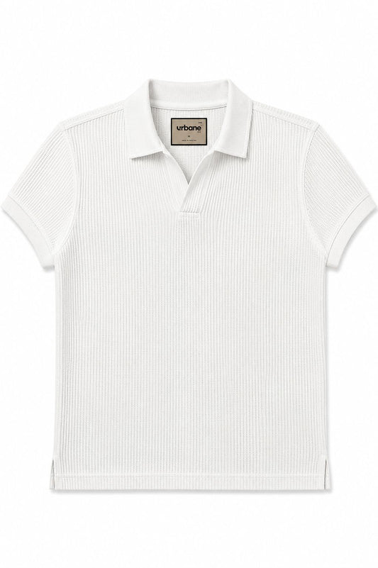 White Textured Polo