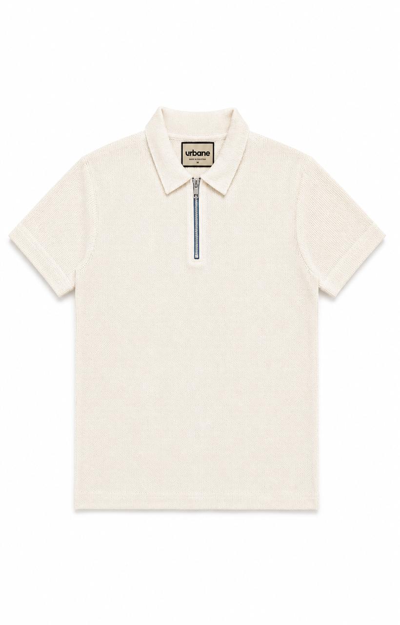 Off-White Knitted Zip Polo