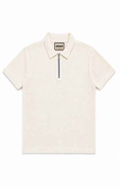 Off-White Knitted Zip Polo