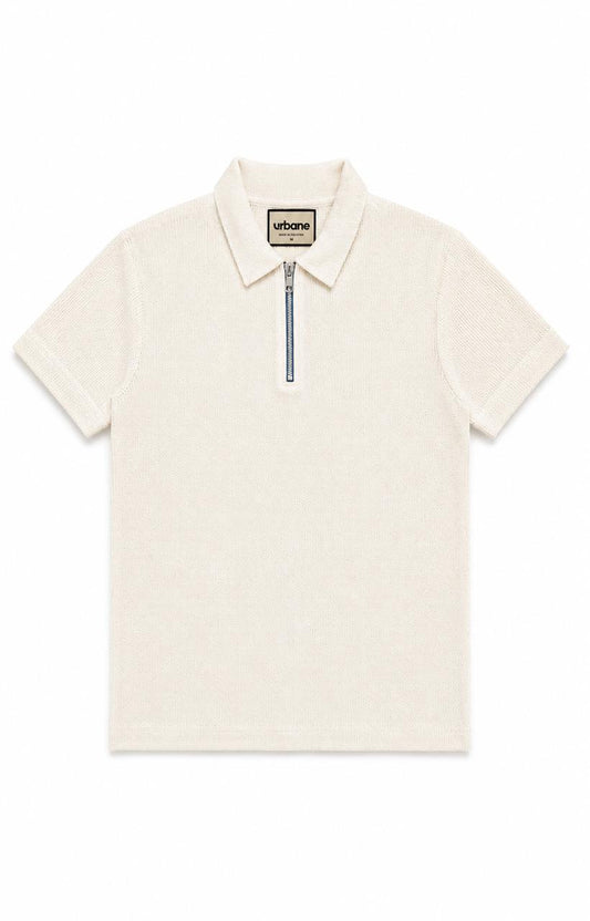 Off-White Knitted Zip Polo