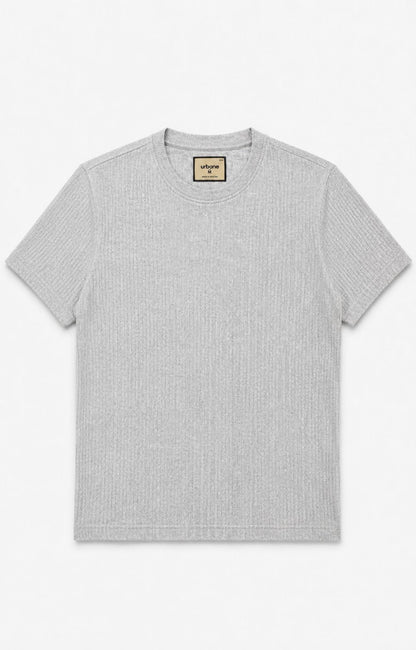Light Grey Textured Crew Neck T-Shirt