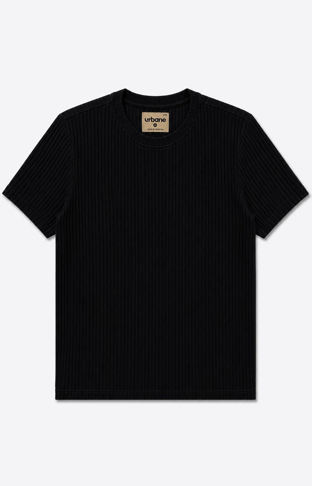 Black Textured Crew Neck T-Shirt