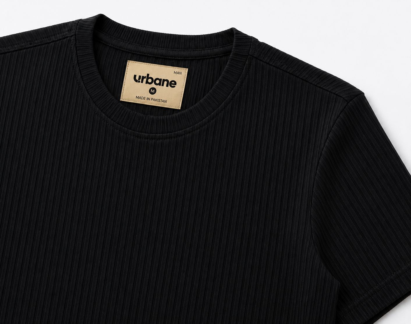 Black Textured Crew Neck T-Shirt